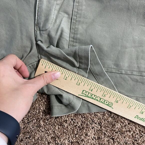 VTG 90s Y2K AMERICAN EAGLE Carpenter Short 6 Mid Rise Denim Utility Grunge Green - Picture 7 of 7